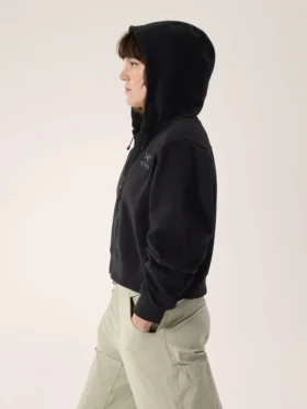 Emblem Fleece Full Zip Crop Huvtröja för damer