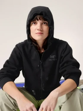Emblem Fleece Full Zip Crop Huvtröja för damer