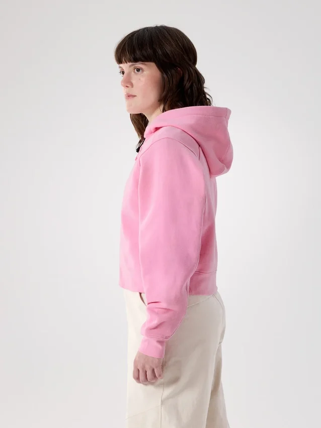 Emblem Fleece Full Zip Crop Huvtröja för damer