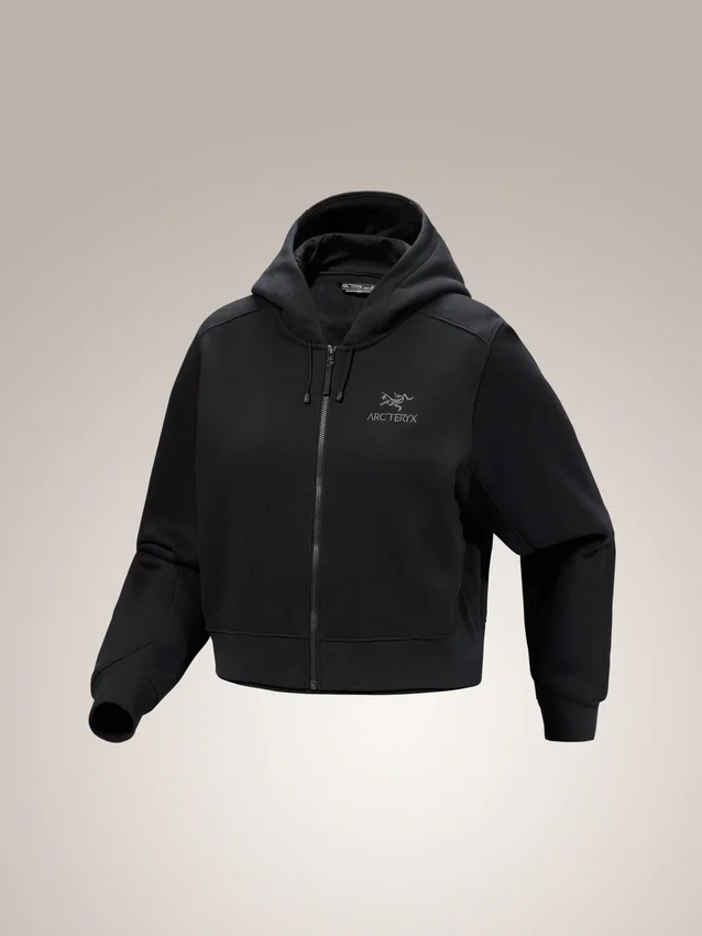Emblem Fleece Full Zip Crop Huvtröja för damer