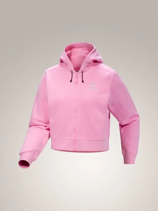 Emblem Fleece Full Zip Crop Huvtröja för damer