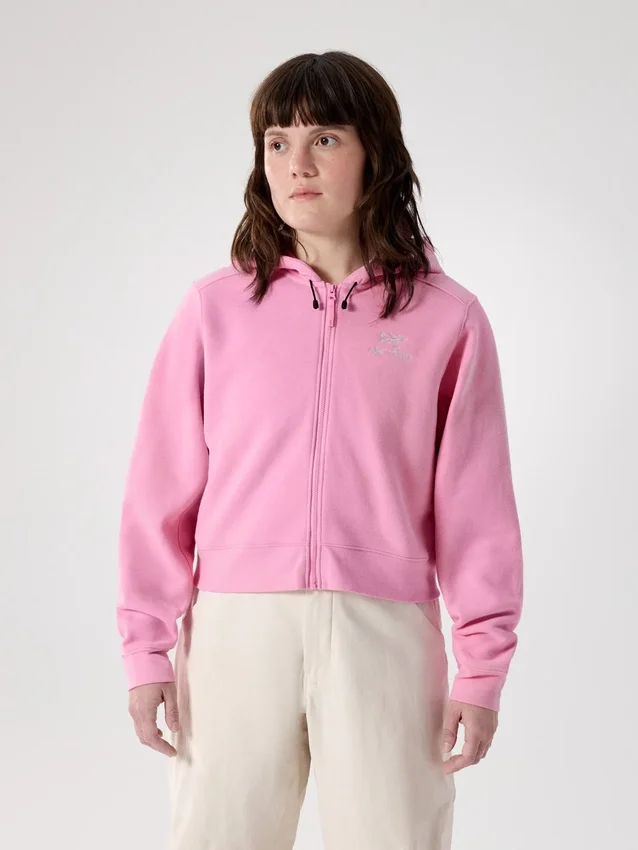 Emblem Fleece Full Zip Crop Huvtröja för damer