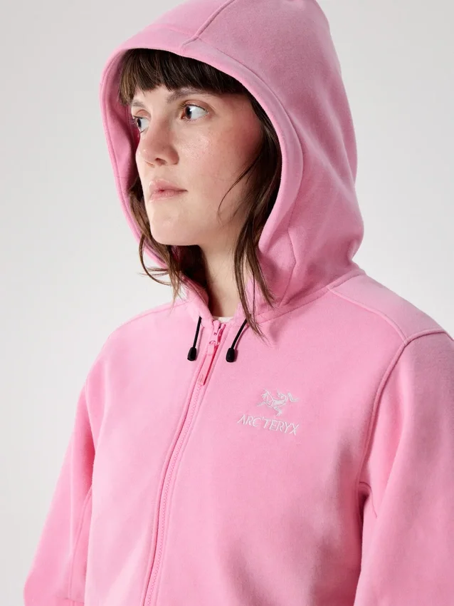 Emblem Fleece Full Zip Crop Huvtröja för damer