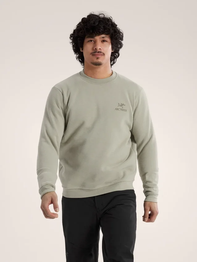 Fleece-tröja med Emblem och rund hals för män