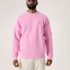 Fleece-tröja med Emblem och rund hals för män