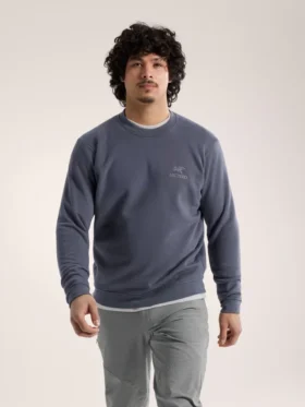 Fleece-tröja med Emblem och rund hals för män