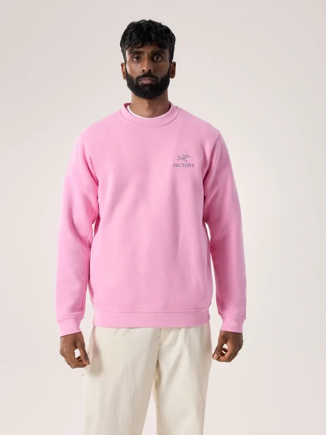 Fleece-tröja med Emblem och rund hals för män