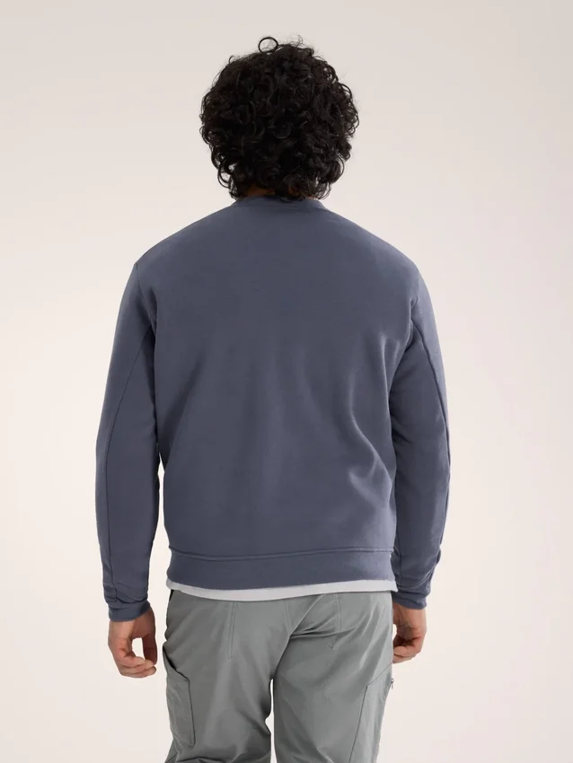 Fleece-tröja med Emblem och rund hals för män