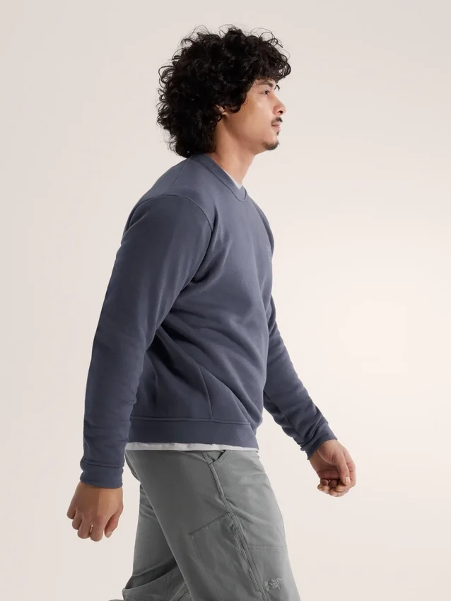 Fleece-tröja med Emblem och rund hals för män