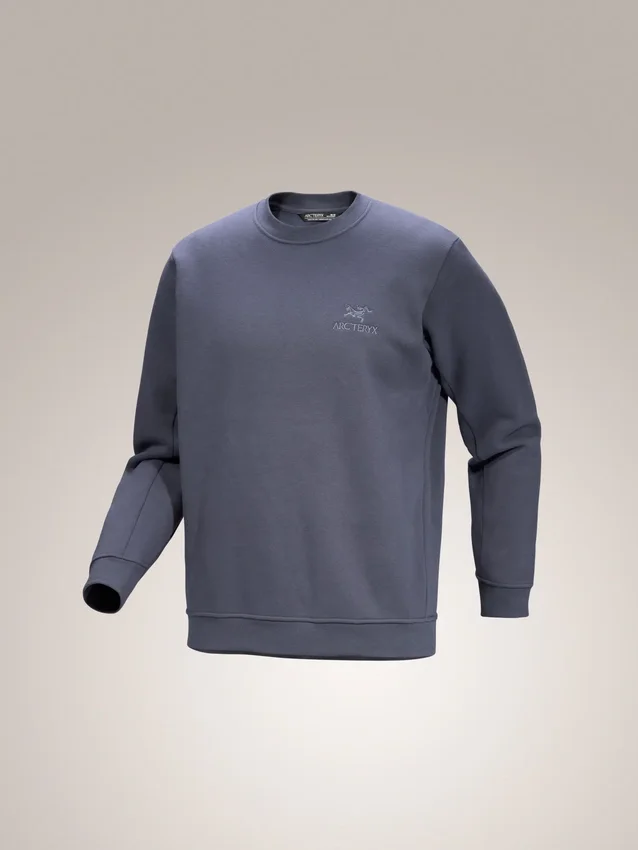 Fleece-tröja med Emblem och rund hals för män
