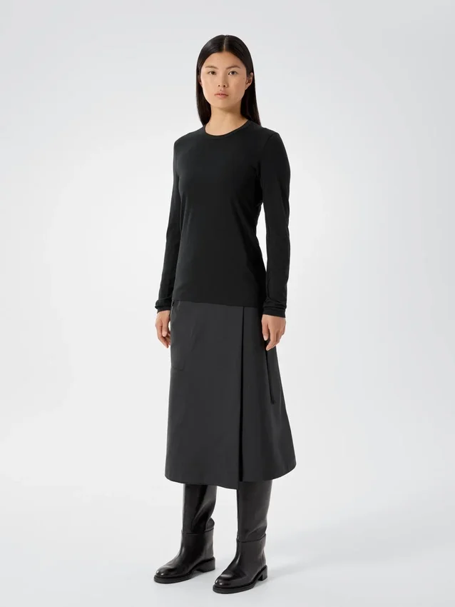 Frame T-shirt med rund hals och långa ärmar för damer