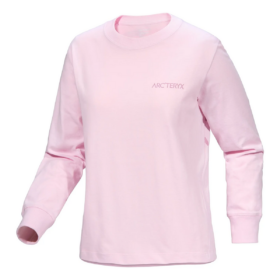 Kragg bomullst-shirt med fågelmotiv, rund hals och långa ärmar "Pink"