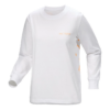 Kragg bomullst-shirt med rund hals och långa ärmar "White Orange"
