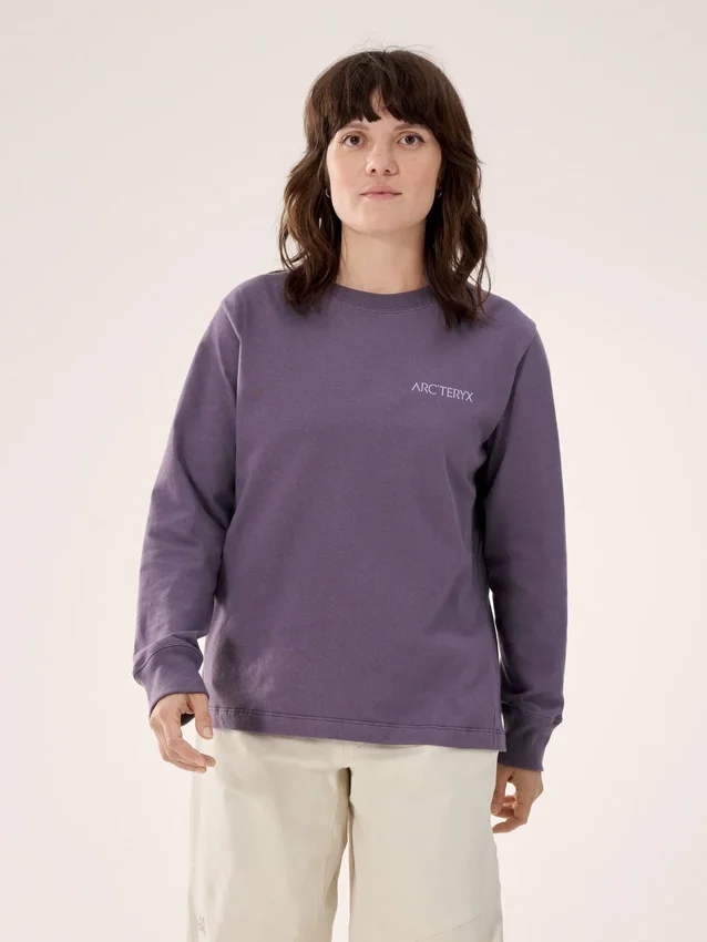 Kragg Cotton Bird T-shirt med rund hals och långa ärmar för damer