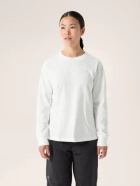 Kragg Cotton Bird T-shirt med rund hals och långa ärmar för damer