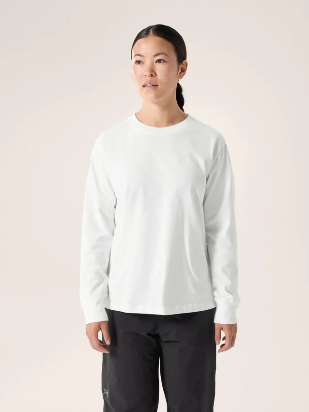 Kragg Cotton Bird T-shirt med rund hals och långa ärmar för damer