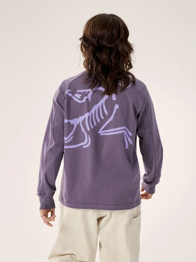 Kragg Cotton Bird T-shirt med rund hals och långa ärmar för damer