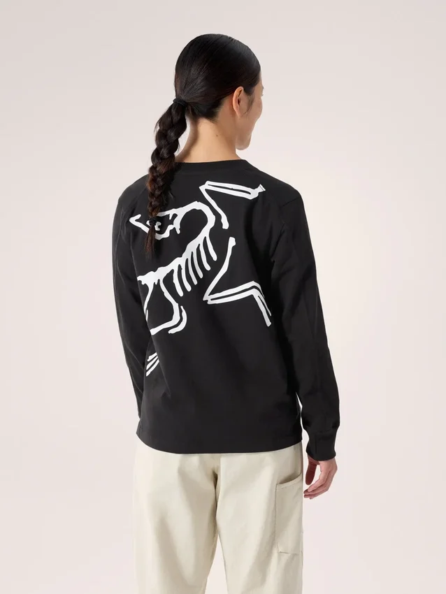 Kragg Cotton Bird T-shirt med rund hals och långa ärmar för damer