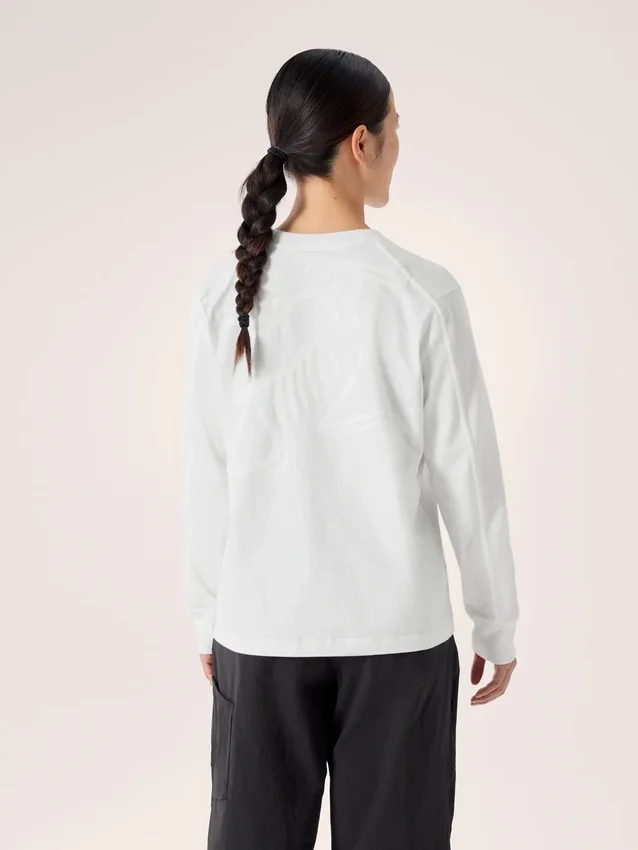 Kragg Cotton Bird T-shirt med rund hals och långa ärmar för damer