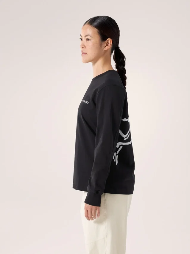 Kragg Cotton Bird T-shirt med rund hals och långa ärmar för damer