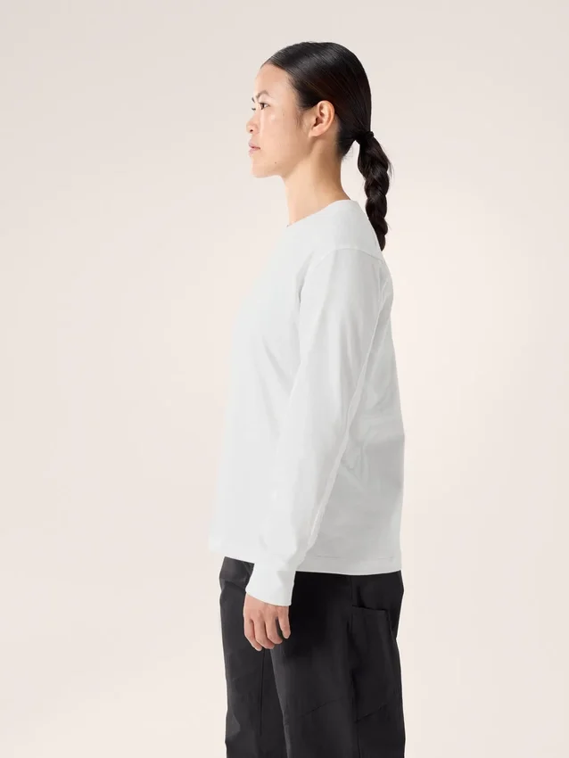 Kragg Cotton Bird T-shirt med rund hals och långa ärmar för damer