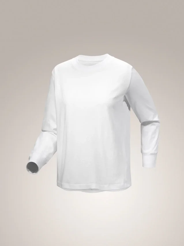Kragg Cotton Bird T-shirt med rund hals och långa ärmar för damer
